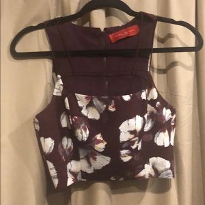 Floral tank with straps in the front